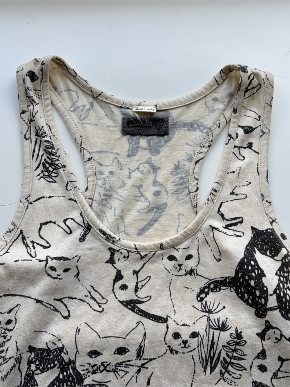 Adorable Cream Tank with Black Cat Sketches, purchased on Modcloth